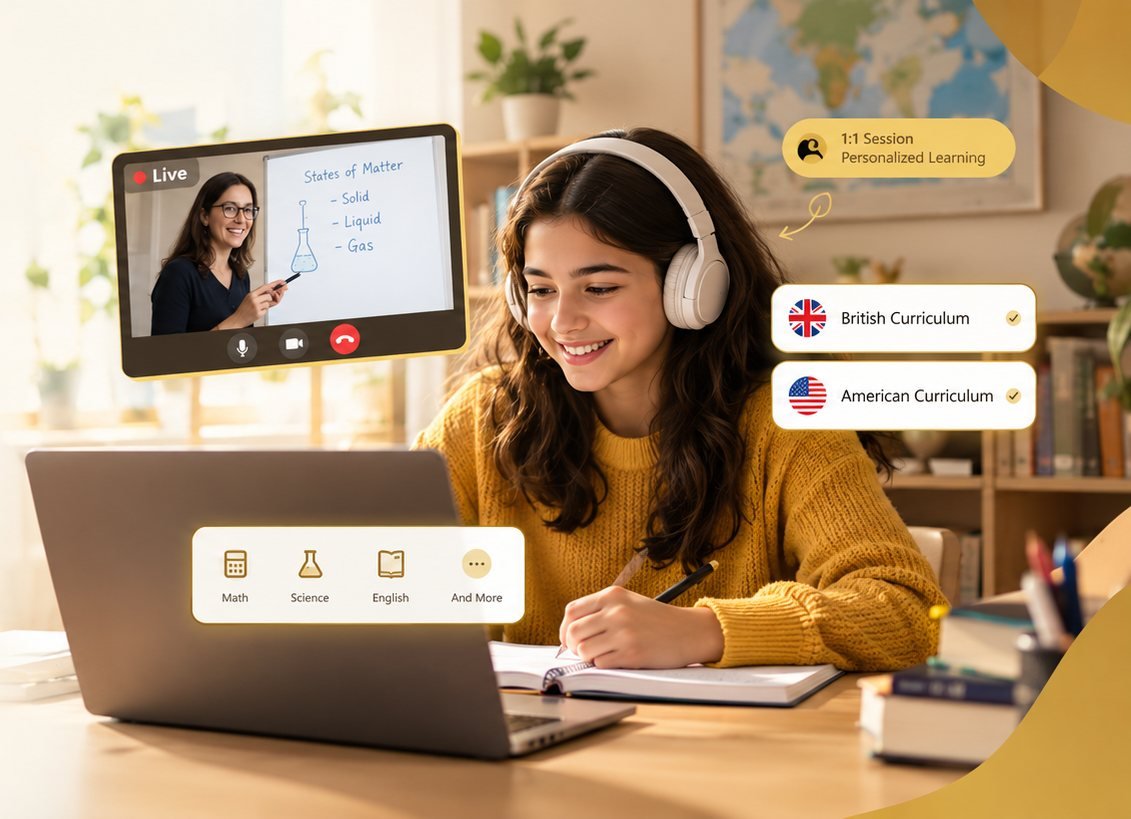 Student attending a one-to-one online lesson with a Classioo teacher